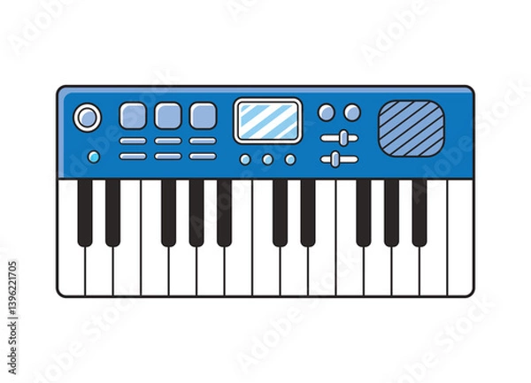Fototapeta Blue synthesizer or midi keyboard controller vector illustration isolated