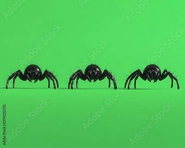 Fototapeta Spiders on Green Screen