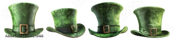 Fototapeta Various Styles of Green Hats for Festive Celebrations and Events, PNG bundle collection, Isolated on Transparent Background, PNG bundle collection, Isolated on Transparent Background