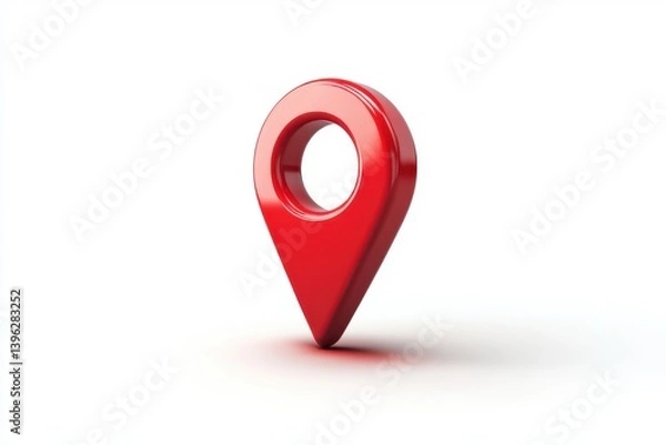Fototapeta Isolated red location pin isolated on white background