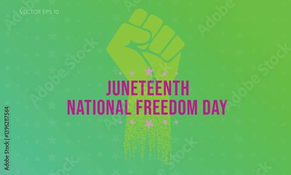 Fototapeta Juneteenth National Freedom Day with Magenta Text and Festive Fist