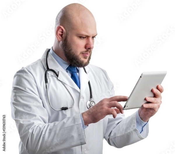 Fototapeta Doctor using digital tablet.