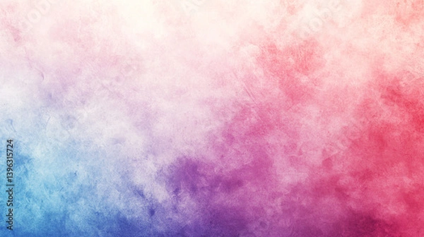 Fototapeta Grainy gradient texture with magenta, purple, blue, and red pastel tones creates a dreamy, symbolic backdrop suggesting emotion, creativity, and serenity with modern copy space.

