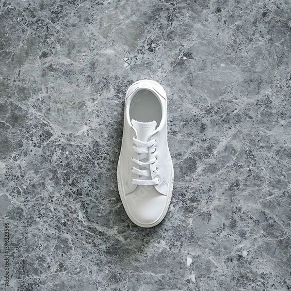 Fototapeta White Canvas Sneaker on Marble Surface of excellence in splendor beyond compare with grace