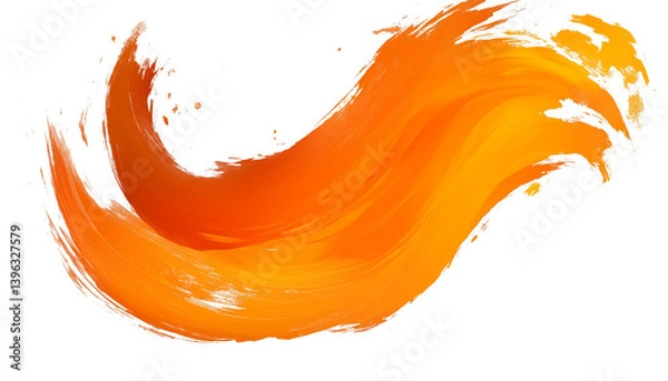 Obraz Painting brush strokes. Orange brush stroke on transparent background. Brush effect, wall painting. Brushes.