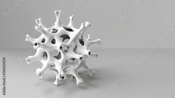 Obraz Unlock the Microscopic Mystery: The Abstract Virus Molecular Structure Model Shocks! The picture focuses on the mysterious virus molecular structure. Complex and orderly lines and shapes are intertwin
