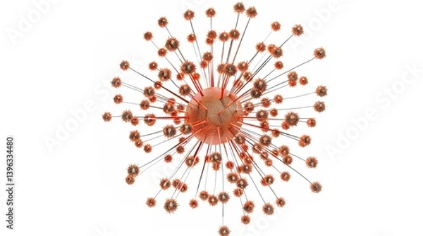Obraz Unlock the Microscopic Mystery: The Abstract Virus Molecular Structure Model Shocks! The picture focuses on the mysterious virus molecular structure. Complex and orderly lines and shapes are intertwin