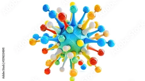 Obraz Unlock the Microscopic Mystery: The Abstract Virus Molecular Structure Model Shocks! The picture focuses on the mysterious virus molecular structure. Complex and orderly lines and shapes are intertwin