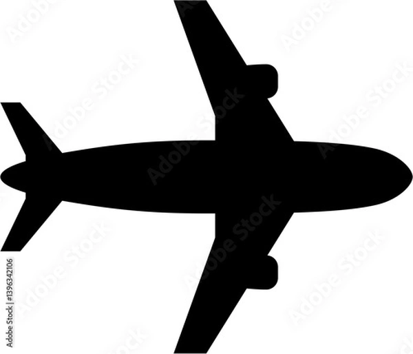 Obraz Airplane solid icon. Airplane silhouette graphic