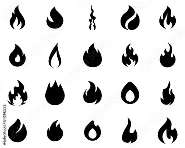 Fototapeta set of fire icons collection vector illustration