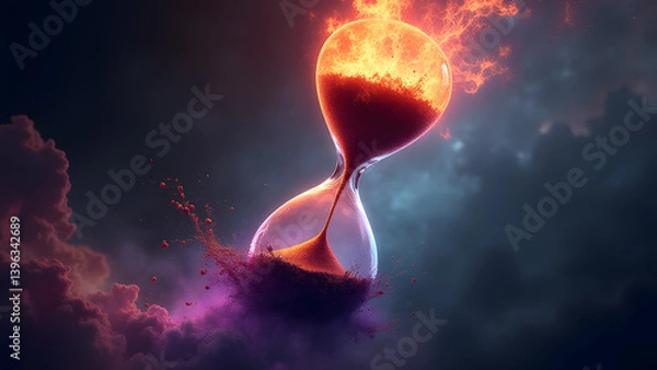 Fototapeta Cosmic hourglass fractures between solar flares and dark matter. Stellar shockwaves create fractal chaos in 16K space.