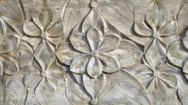 Obraz Trace the Imprints of History: The Beauty of Ancient Temple Stone Carving Patterns! The picture focuses on the stone carving patterns of an ancient temple. Despite the traces of time, the delicate lin