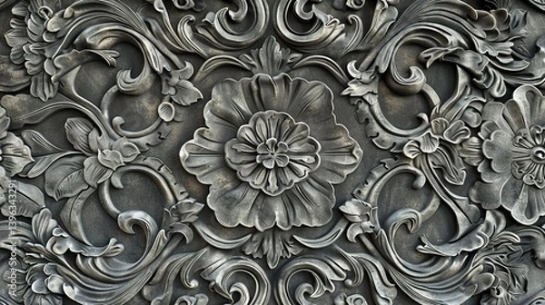 Obraz Trace the Imprints of History: The Beauty of Ancient Temple Stone Carving Patterns! The picture focuses on the stone carving patterns of an ancient temple. Despite the traces of time, the delicate lin