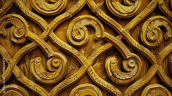 Obraz Trace the Imprints of History: The Beauty of Ancient Temple Stone Carving Patterns! The picture focuses on the stone carving patterns of an ancient temple. Despite the traces of time, the delicate lin