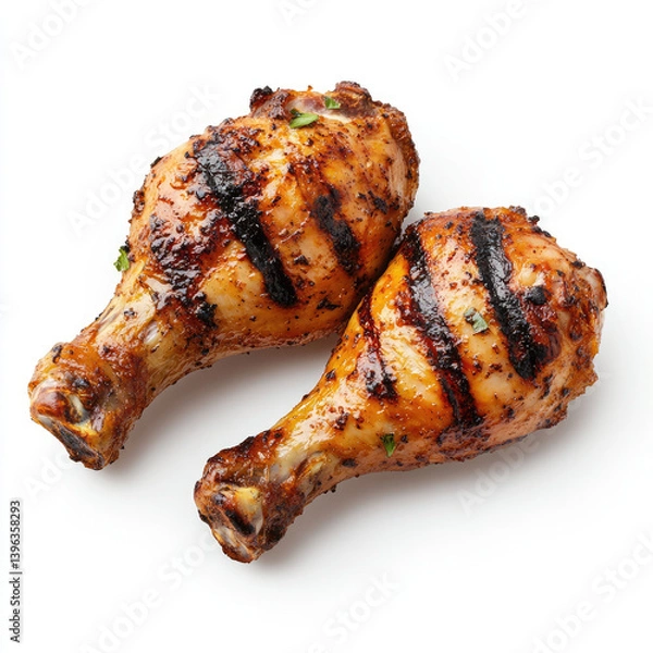 Obraz Grilled Chicken Drumsticks on transparent background