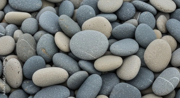 Fototapeta Close up on smooth gray stones creating a natural textured background