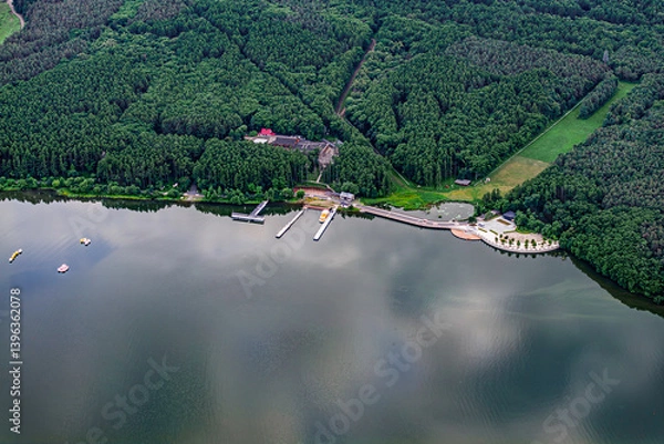 Obraz Aerial view of Jingyuetan National Forest Park in Changchun, China