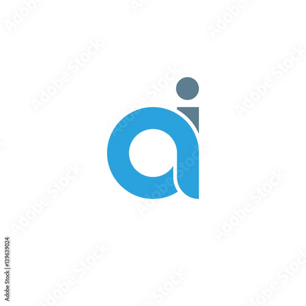 Fototapeta Initial letter ai modern linked circle round lowercase logo blue gray