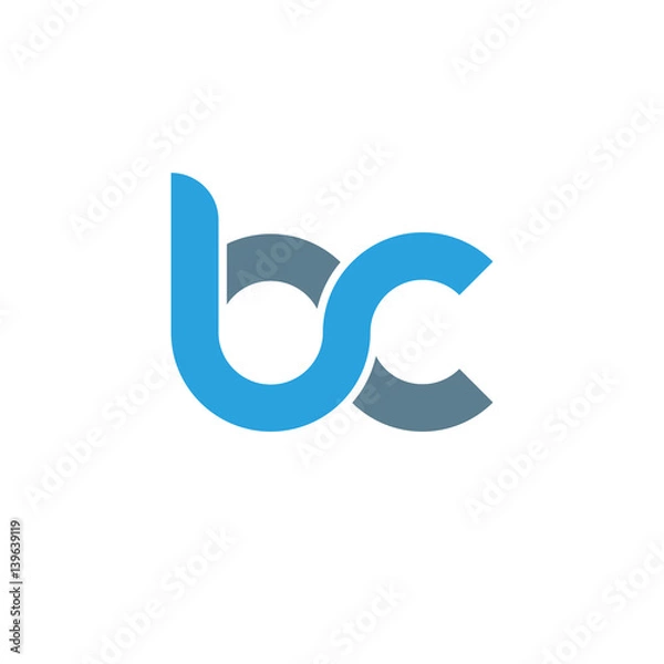 Fototapeta Initial letter bc modern linked circle round lowercase logo blue gray