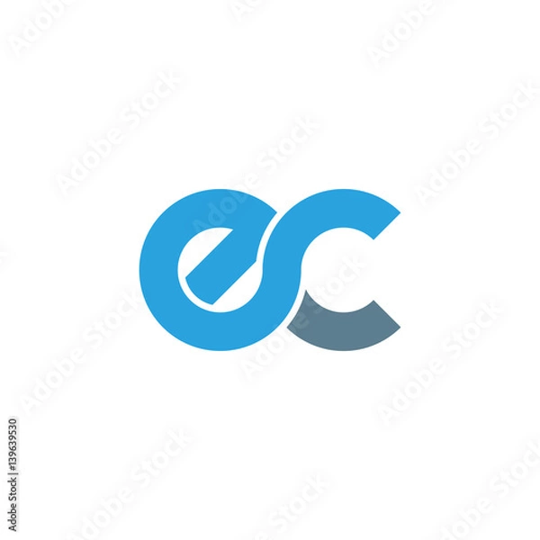 Obraz Initial letter ec modern linked circle round lowercase logo blue gray