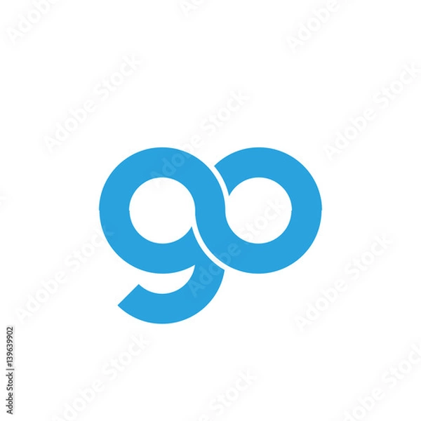 Fototapeta Initial letter go modern linked circle round lowercase logo blue