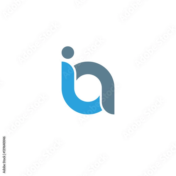 Fototapeta Initial letter ia modern linked circle round lowercase logo blue gray