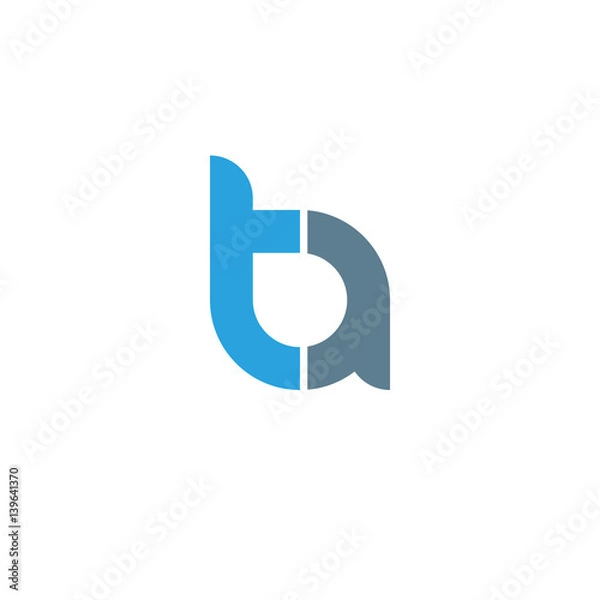 Obraz Initial letter ta modern linked circle round lowercase logo blue gray
