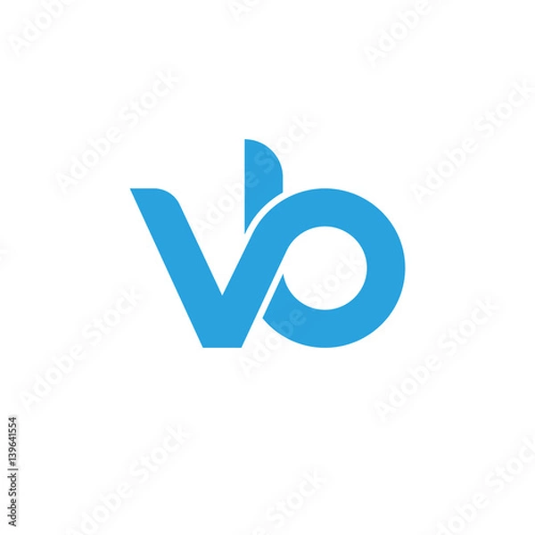 Obraz Initial letter vb modern linked circle round lowercase logo blue