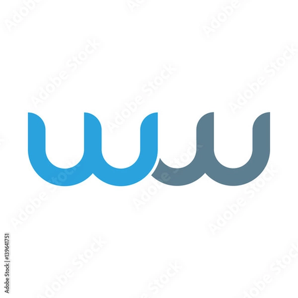 Fototapeta Initial letter ww modern linked circle round lowercase logo blue gray