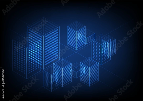 Fototapeta Abstract background with geometric cityscape