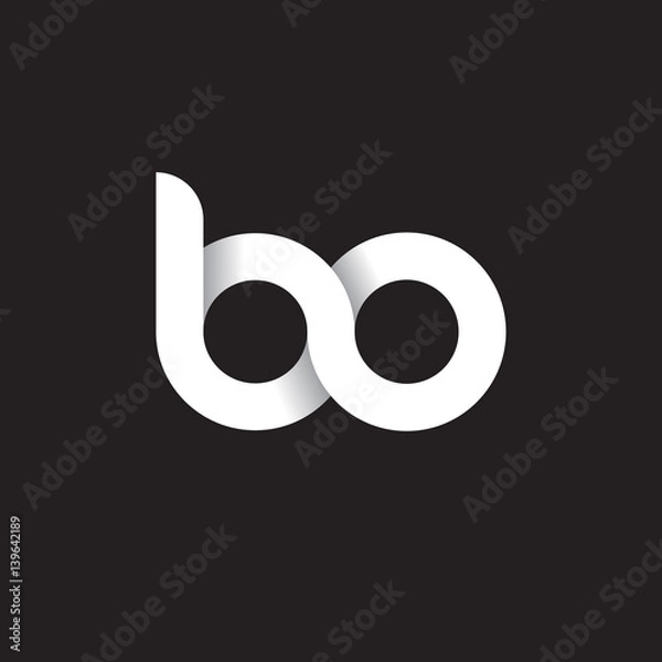 Obraz Initial lowercase letter bo, linked circle rounded logo with shadow gradient, white color on black background