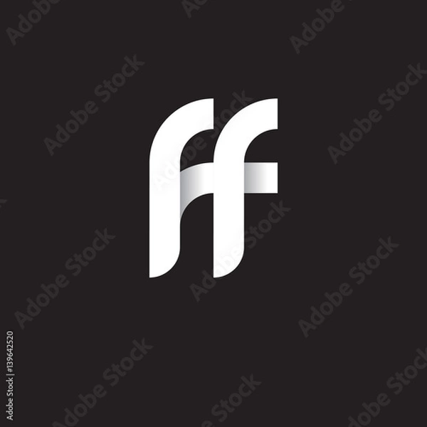 Obraz Initial lowercase letter ff, linked circle rounded logo with shadow gradient, white color on black background
