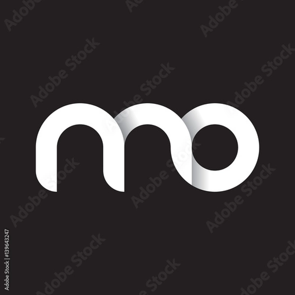 Obraz Initial lowercase letter mo, linked circle rounded logo with shadow gradient, white color on black background