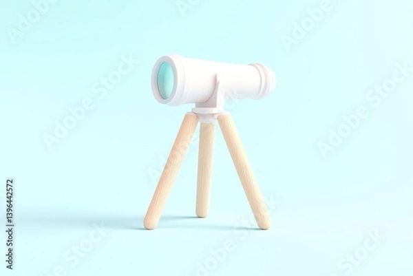 Obraz Simple white telescope on light blue background