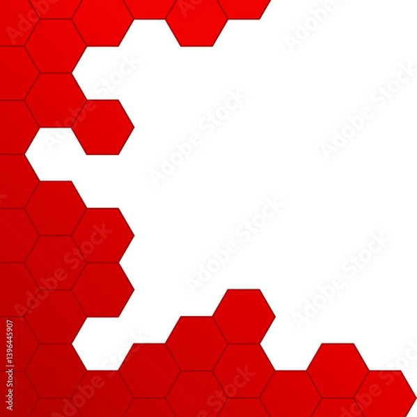 Fototapeta Red Gradient Geometric Hexagonal Border