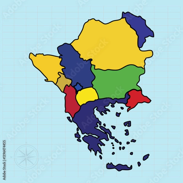 Obraz Southeastern Europe continent Vector illustration of flag map