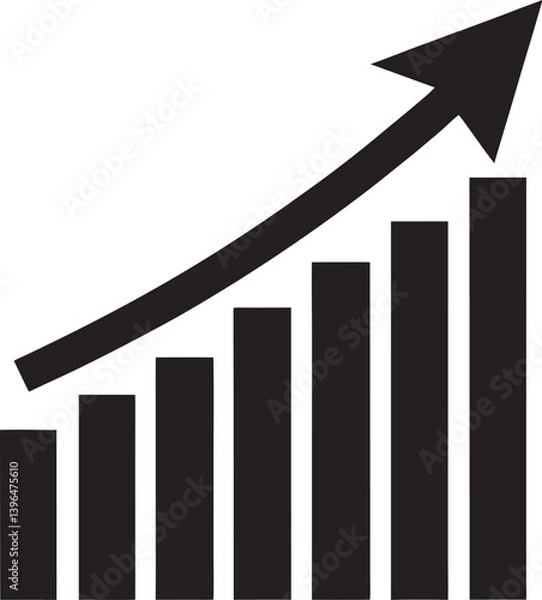 Fototapeta Growth chart icon, Illustrative graphic of increasing growth and upward trend.,