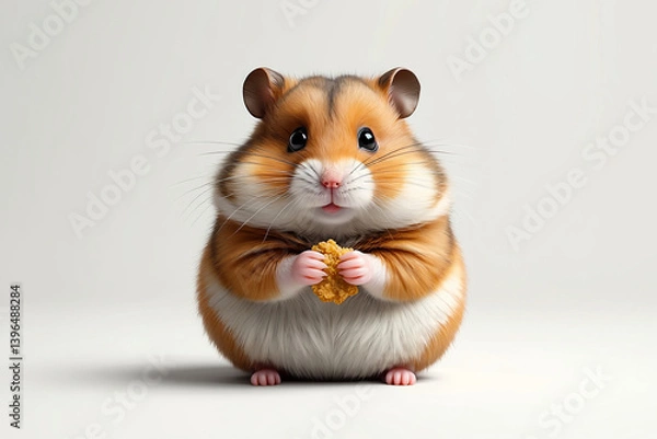 Obraz Chubby Hamster Character with Big Cheeks in 3D Style