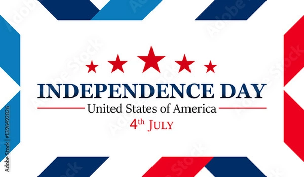 Obraz Independence day banner template with border and white background. Vector illustration.