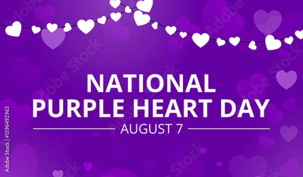 Obraz National Purple Heart Day celebrated on August 7. Template for Poster, Banners, background and greeting card. Vector illustration.