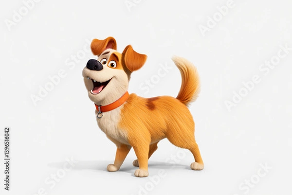 Obraz Happy 3D Puppy Illustration on Pure White Backdrop