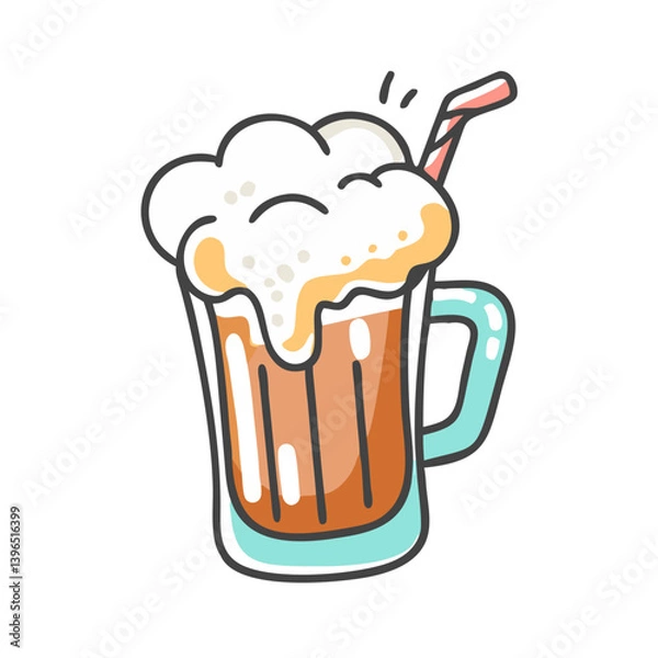 Fototapeta root beer float icon, root beer float vector illustration-simple illustration of root beer float, perfect for root beer float logos and icons