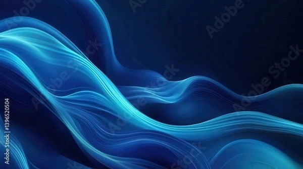 Fototapeta Digital Abstract Blue Wave Ripple Background with Gradient Technology Motion Effect for Modern Business Presentations and Futuristic Designs