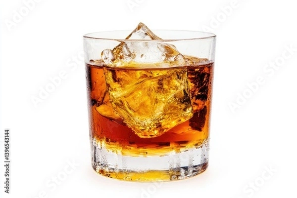 Fototapeta Enjoying Whiskey on the Rocks in a Glass - Refreshing Drink