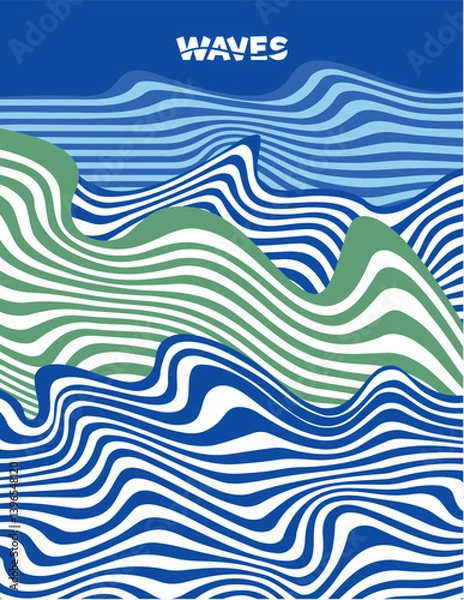 Fototapeta Abstract black and white stripe and wave design for copybook on vector