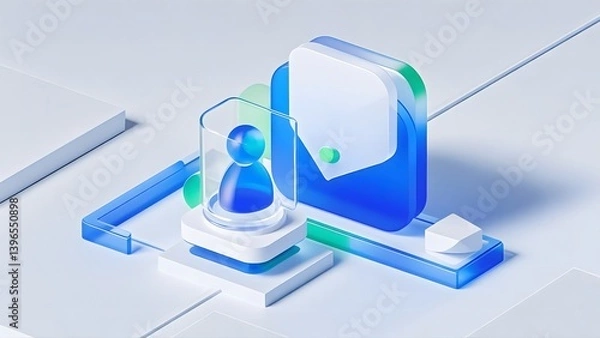 Fototapeta 3d blue techy user icon background