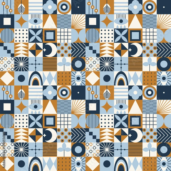 Obraz Retro Color Abstract Seamless pattern of various geometric shapes