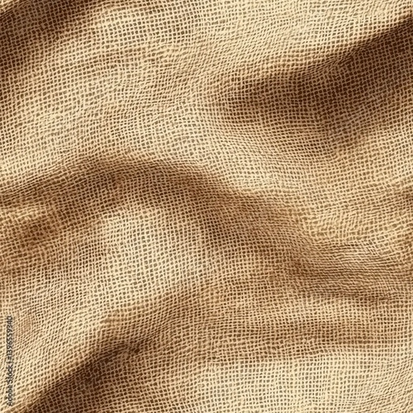 Obraz A textured, natural burlap fabric with a warm, earthy tone, showcasing woven fibers and an organic appearance.