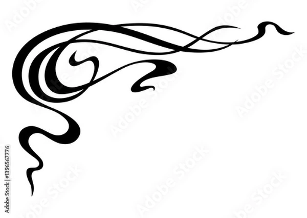 Fototapeta Corner in art nouveau style. Decorative curl element.