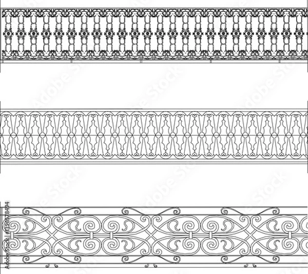 Fototapeta vector sketch illustration of fence design with classic vintage ethnic traditional decorative ornaments